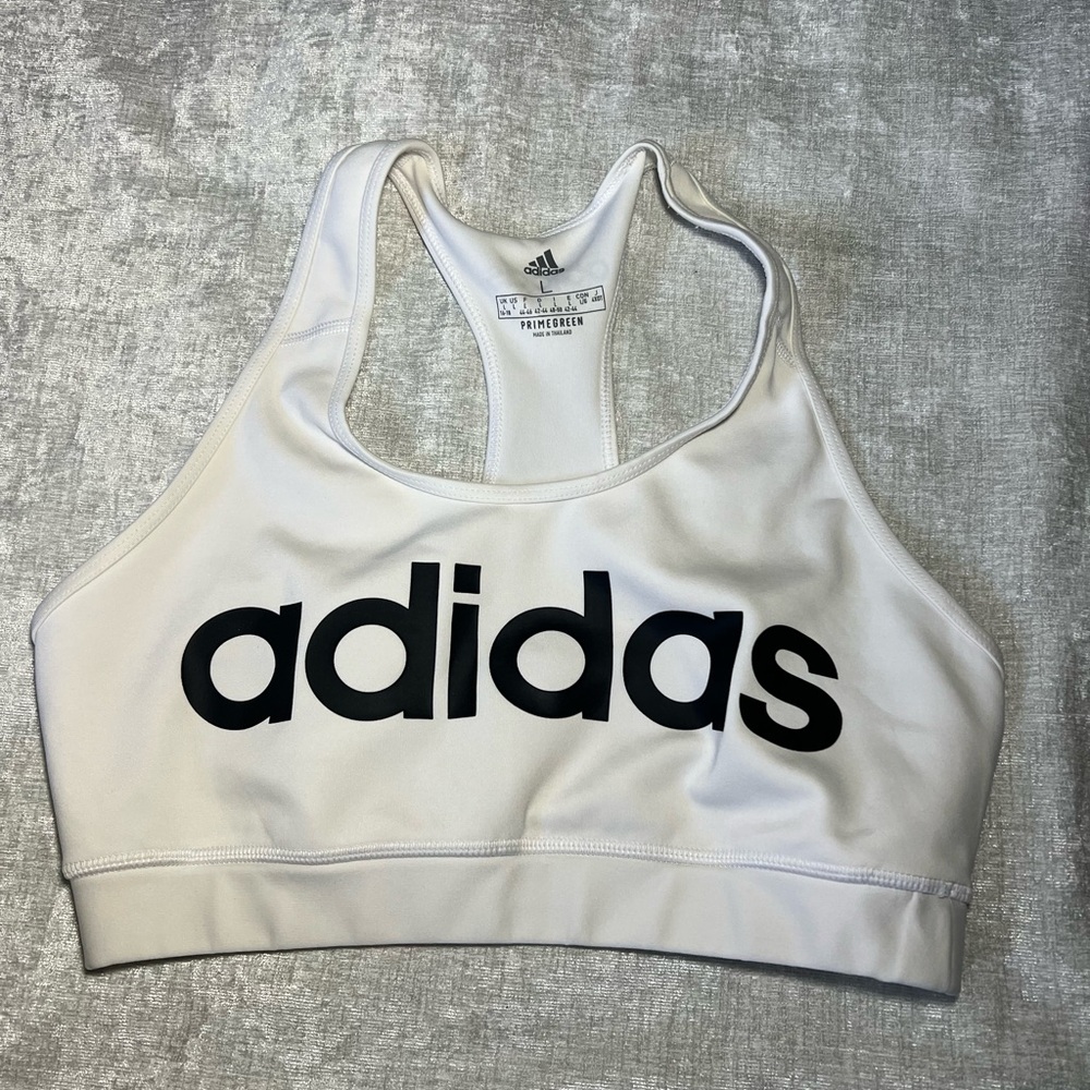 Adidas Women's White and Black Sports Bra